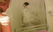 Gorgeous exgirlfriend Jessie taking shower with friend