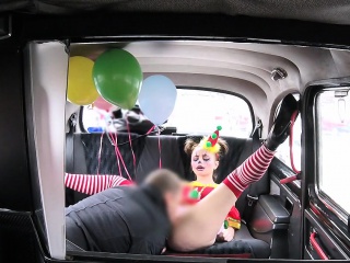 Hot clown got pussy banged in cab