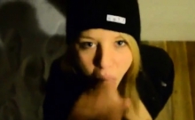 Blonde Teen Sucks And Swallows