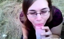 Nerdy Outdoor Blowjob Cum Swallow
