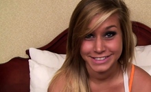 Watch this very cute blonde teen suck dick