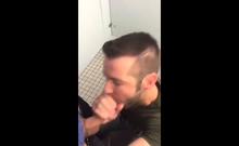 Handsome Guy Sucks Dick In Restroom Stall