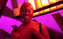 Shemale in Red Latex is Ready to Dominate You