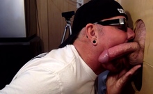 Homemade DILF sucks gloryhole penis