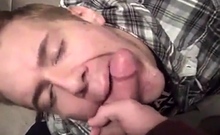 Buddy blowing me and I shoot cum on his tongue