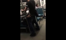 Asian twink get's BJ from older man in a subway