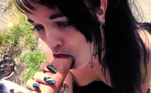 Gothic German babe POV fucked outdoor