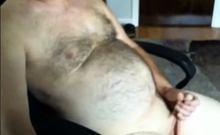 Hairy Daddy Strokes On Webcam