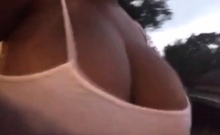 Huge Natural Black Tits Exposed Outdoors