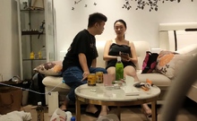 Cute amateur asian web cam girl playing with her toy