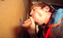 Twink Takes Big Cock at Glory Hole, Gets Mouth Full of Cum