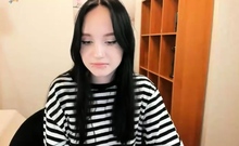 Cute curly brunette solo webcam masturbation