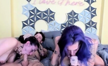 Two hot amateur sluts share facial after riding hard cocks l