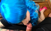 Amateur girlfriend handjob and blowjob with facial