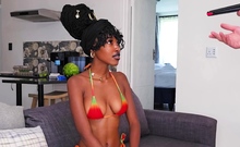 Petite ebony teen on first time casting