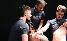 Grindr hookup anal fucked by three frat boys!