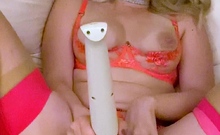 Stacked brunette goes solo toys and masturbation