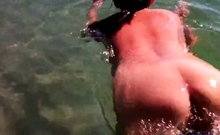 Naked Swimming MILF at the Beach