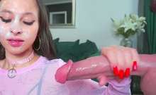 slut sucks your big cock and fists her ass