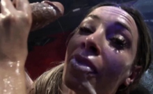 Brunette Slut Gives Blowjob To Big Cock Outdoors