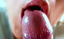 AMATEUR BLONDE MILF GIVES SENSUAL CLOSE-UP BLOWJOB